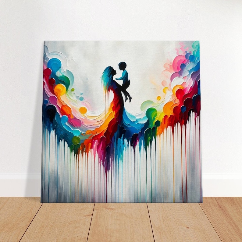 Wall Art, Modern Abstract Art, Gift for Her, Mom and Baby, Oil Painting