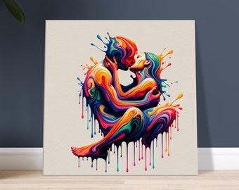 Sensual Wall Art, Modern Abstract Art, Art Canvas, Abstract Oil Painting of a Couple, Home Decor Art