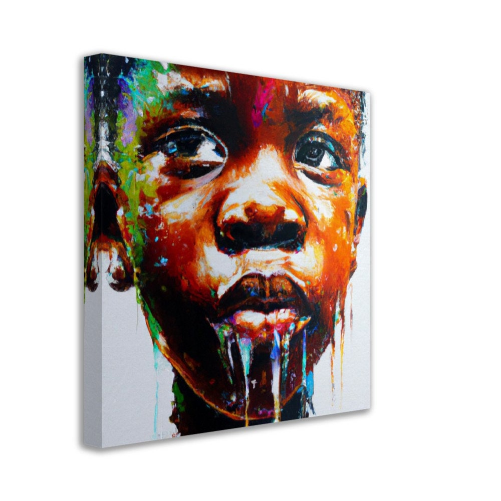 Abstract Black Art, African American Art, Afro Art, Canvas Wall Art ...