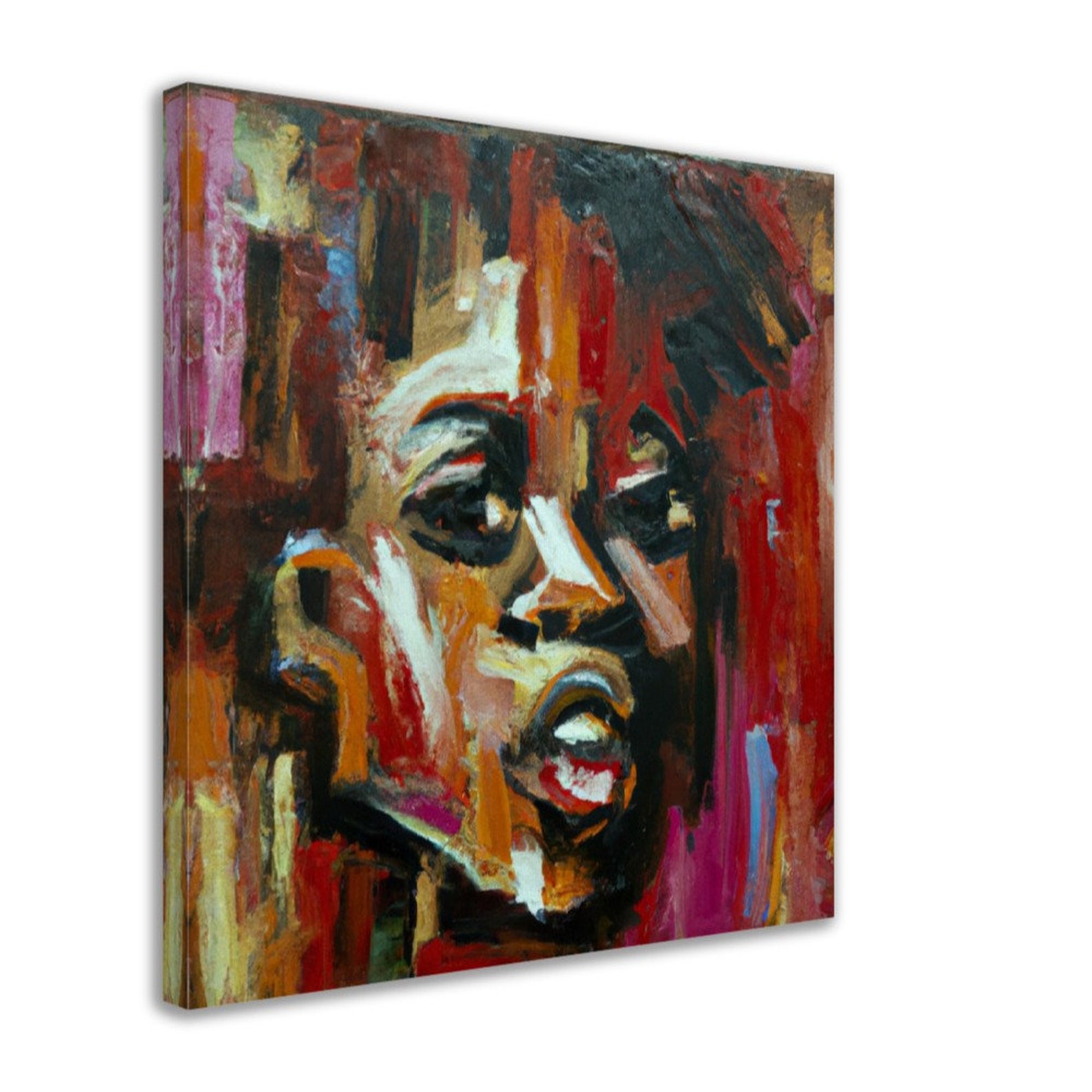 Abstract Black Art, African American Art, Afro Art, Canvas Wall Art ...