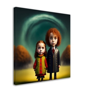 Tim Burton Siblings, Pop Art, Canvas - Wall Art Print Premium Canvas
