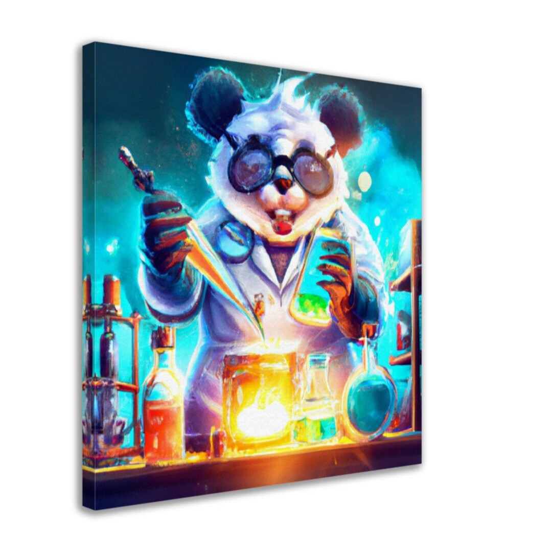Panda Mad Scientist Canvas Print, Pop Art, Science Nursery Decor - Etsy