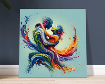 Abstract Couple Oil Painting on Canvas, Modern Sensual Wall Art