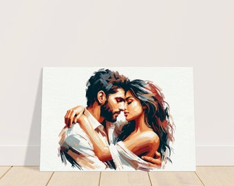 Abstract Couple Oil Painting, Black and White, Modern Wall Art