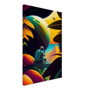 Astronaut in a jungle, Pop Art, Canvas - Wall Art Print Premium Canvas 20inch x 30inch