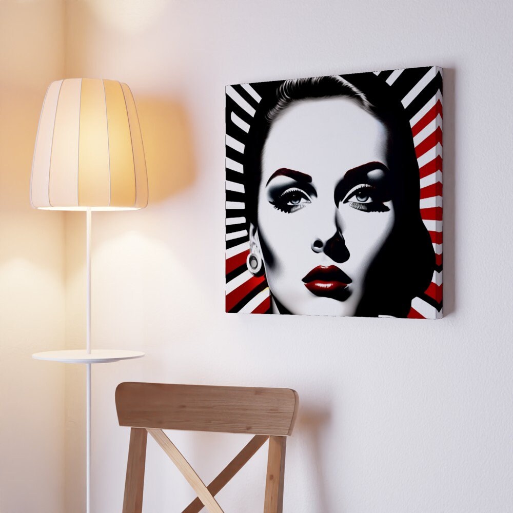 Portrait of a Woman Modern Pop Art Canvas Wall Art Print Etsy
