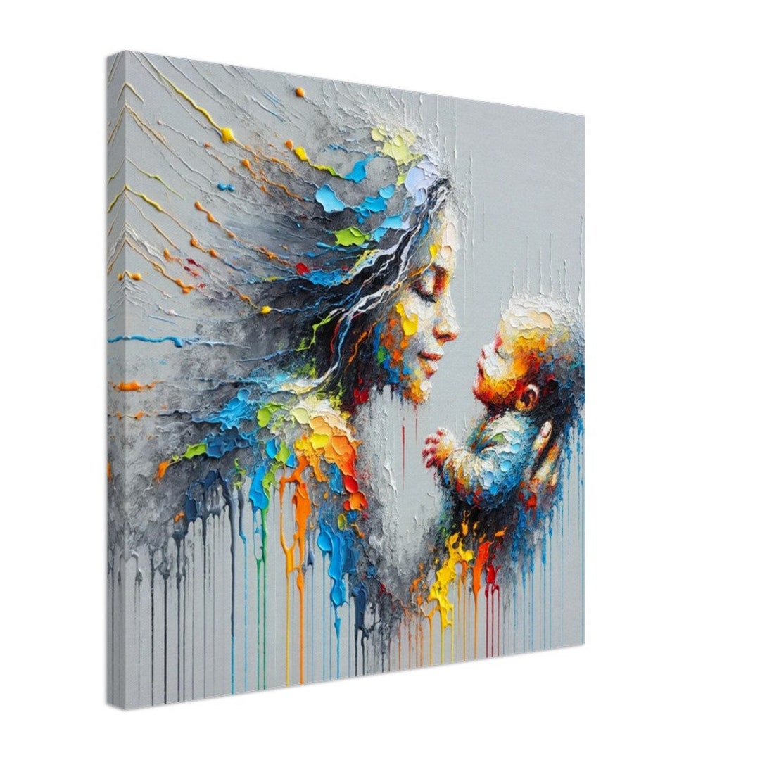 Mother and Child Abstract Canvas Wall Art, Modern Home Decor - Etsy