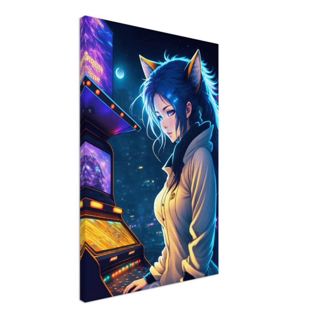 Original Pop Art, Woman Portrait, Anime Canvas Wall Art Print Premium