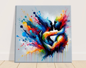 Wall Art, Modern Abstract Art, Art Canvas, Abstract Oil Painting of a Couple, Naked Bodies, Home Decor Art