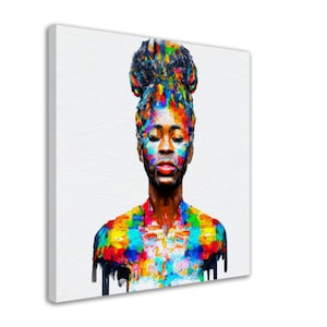 Abstract Black Art, African American Art, Afro Art, Canvas - Wall Art Print Premium Canvas