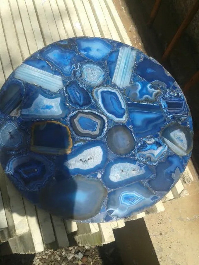 Blue Agate Table Top Agate Coffee Table Agate Console Table Etsy