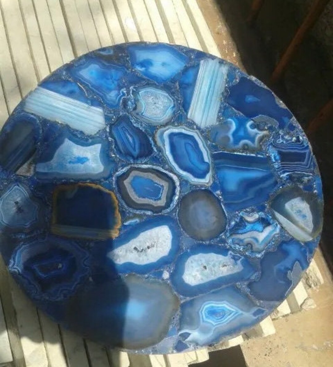 Blue Agate Table Top Agate Coffee Table Agate Console Table Etsy