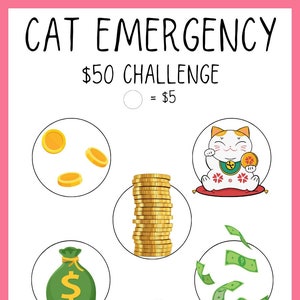 NEW Cat Emergency MINI Savings Challenge 2.0 | Cash Budgeting | A6 Printable