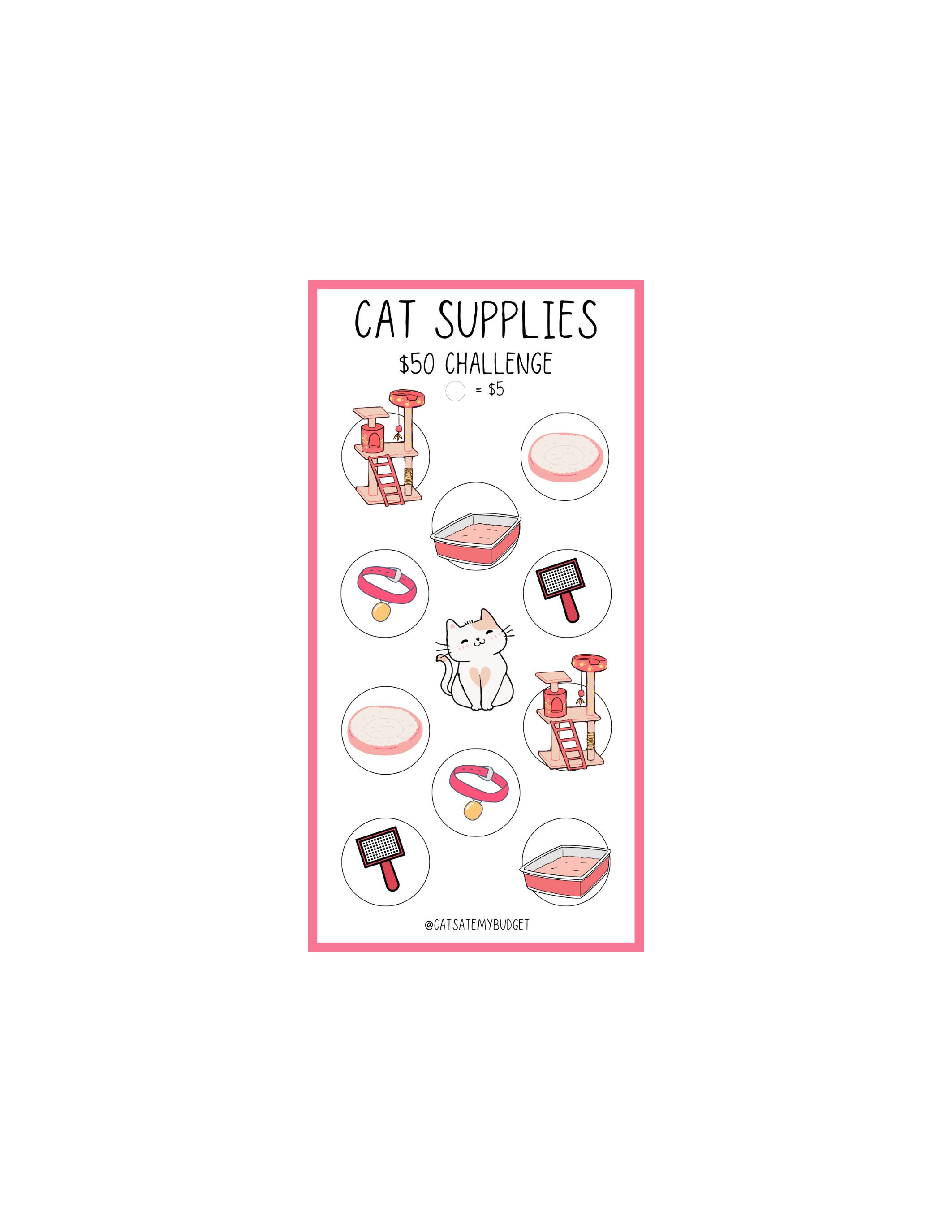 NEW Cat Supplies MINI Savings Challenge Cash Budgeting A6 Printable Etsy