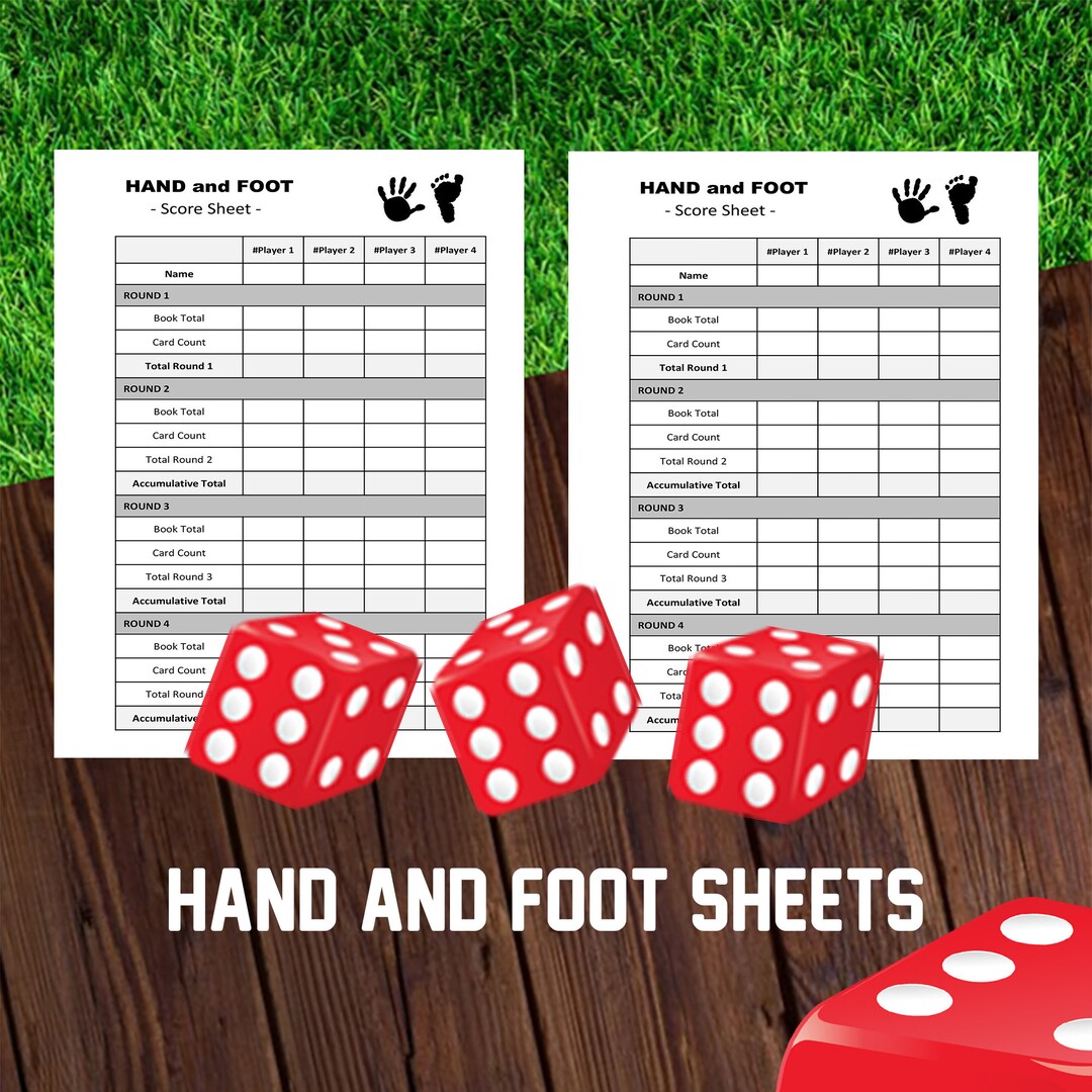 Hand and Foot Score Pad Score Sheets Printable Digtal File - Etsy