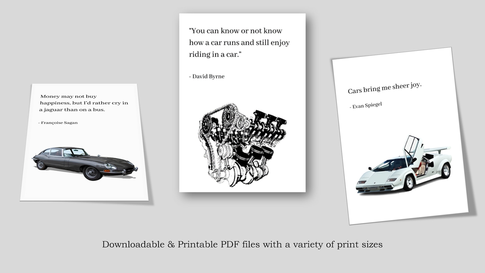 Printable Car & Quote Posters - Engine Motor, Jaguar, Lamborghini ...