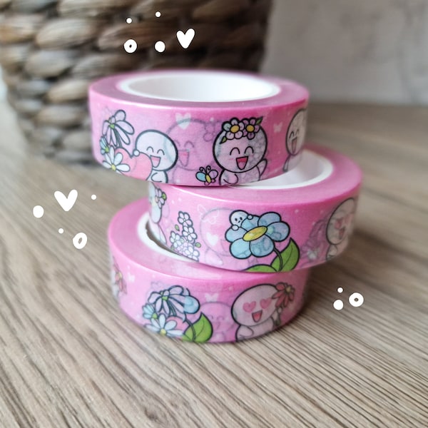 Spring flowers washi tape | handmade drawing design washi tape for planners and bullet journaling