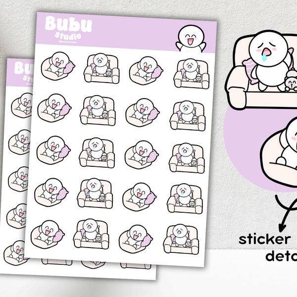 couch day sticker sheet | handmade design sticker for planners and bullet journaling T016