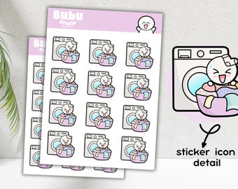 laundry sticker sheet | washing clothes sticker sheet | handmade design sticker for planners and bullet journaling T030