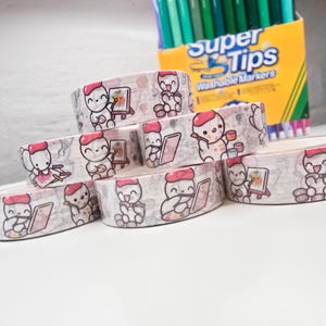 artistic bubu washi tape | silver foil washi | handmade drawing design washi tape for planners and bullet journaling