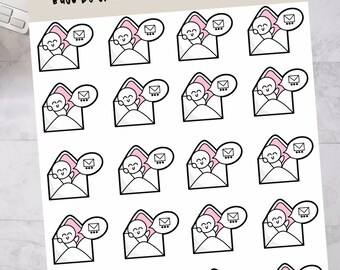 answering emails sticker sheet | handmade design stickers for planners and bullet journaling T040