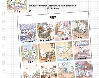 Monthly art 2027 |  handmade design sticker for planners and bullet journaling L004