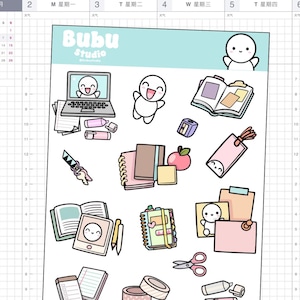 Stationary and planning time sticker sheet | books lover sticker sheet | handmade design sticker for planners and bullet journaling T188