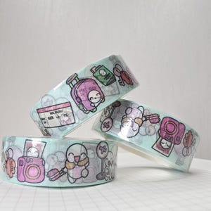 Reis rond de wereld washi tape | handgemaakte tekening ontwerp washi tape voor planners en bullet journaling