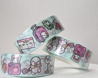Viajando alrededor del mundo washi tape | Cinta washi con diseño de dibujo hecho a mano para planificadores y bullet journaling