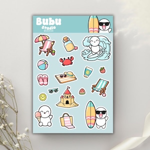 foglio di adesivi con grandi scarabocchi estivi | adesivi estivi | adesivi di design fatti a mano per planner e bullet journaling E011