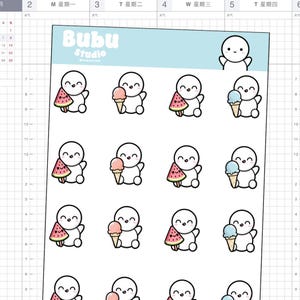 foglio di adesivi per gelato | adesivi estivi | adesivi di design fatti a mano per planner e bullet journaling T235