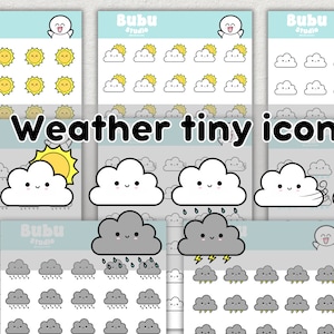 weer klein pictogram stickervel | weerstickers | handgemaakte designstickers voor planners en bullet journaling