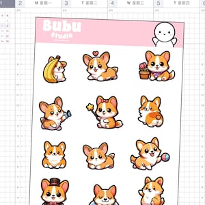 Doggy Doodles stickervel | handgemaakte tekenontwerpstickers voor planners en bullet journaling T168