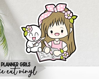 Die cut vinyl sticker planner girls | planner addicted | handmade design die cut sticker.