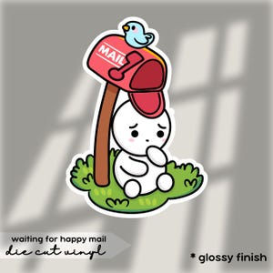 waiting for my happy mail die cut vinyl | handmade design sticker for planner V006