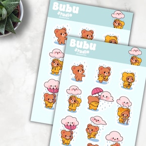 bear & weather sticker sheet | handmade design sticker for planners and bullet journaling E010