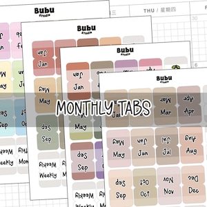 mini monthly tabs | handmade design sticker for planners and bullet journaling