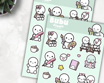 daily routine doodles | handmade drawing design sticker for planners and bullet journaling E005