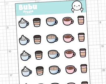 cup of coffee sticker sheet | food stickers | handmade design stickers for planners and bullet journaling T150