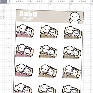 Stickervel met knuffels voor koppels 2.0 | handgemaakte designstickers voor planners en bullet journaling T116
