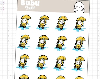 rainy days sticker sheet | weather stickers | handmade design stickers for planners and bullet journaling T097