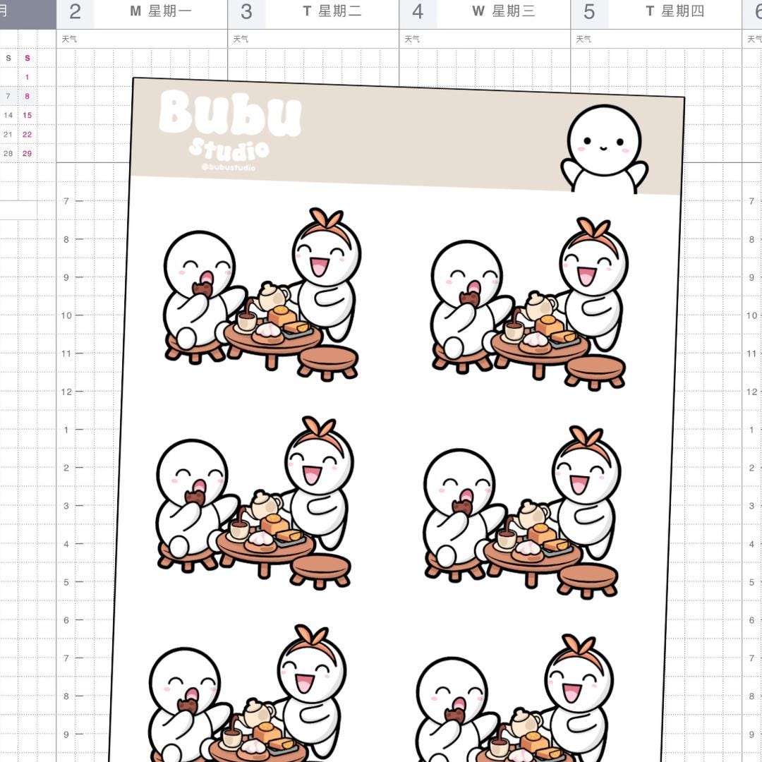 Tea Time With Friends Sticker Sheet | Handmade Design Stickers for ...