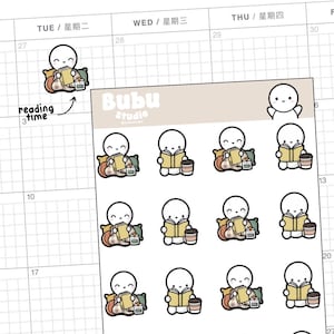 stickervel leestijd | case-editie | handgemaakte designstickers voor planners en bullet journaling T045