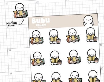 reading time sticker sheet | case edition | handmade design stickers for planners and bullet journaling T045