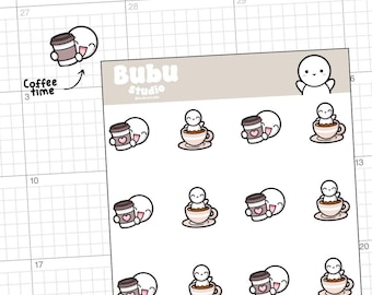 coffee time sticker sheet | handmade design stickers for planners and bullet journaling T063