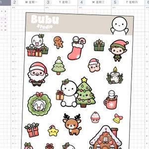 foglio di adesivi con scarabocchi natalizi | adesivi di design fatti a mano per planner e bullet journaling T178