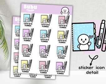 catch-up in planners sticker sheet | handmade design stickers for planners and bullet journaling T039