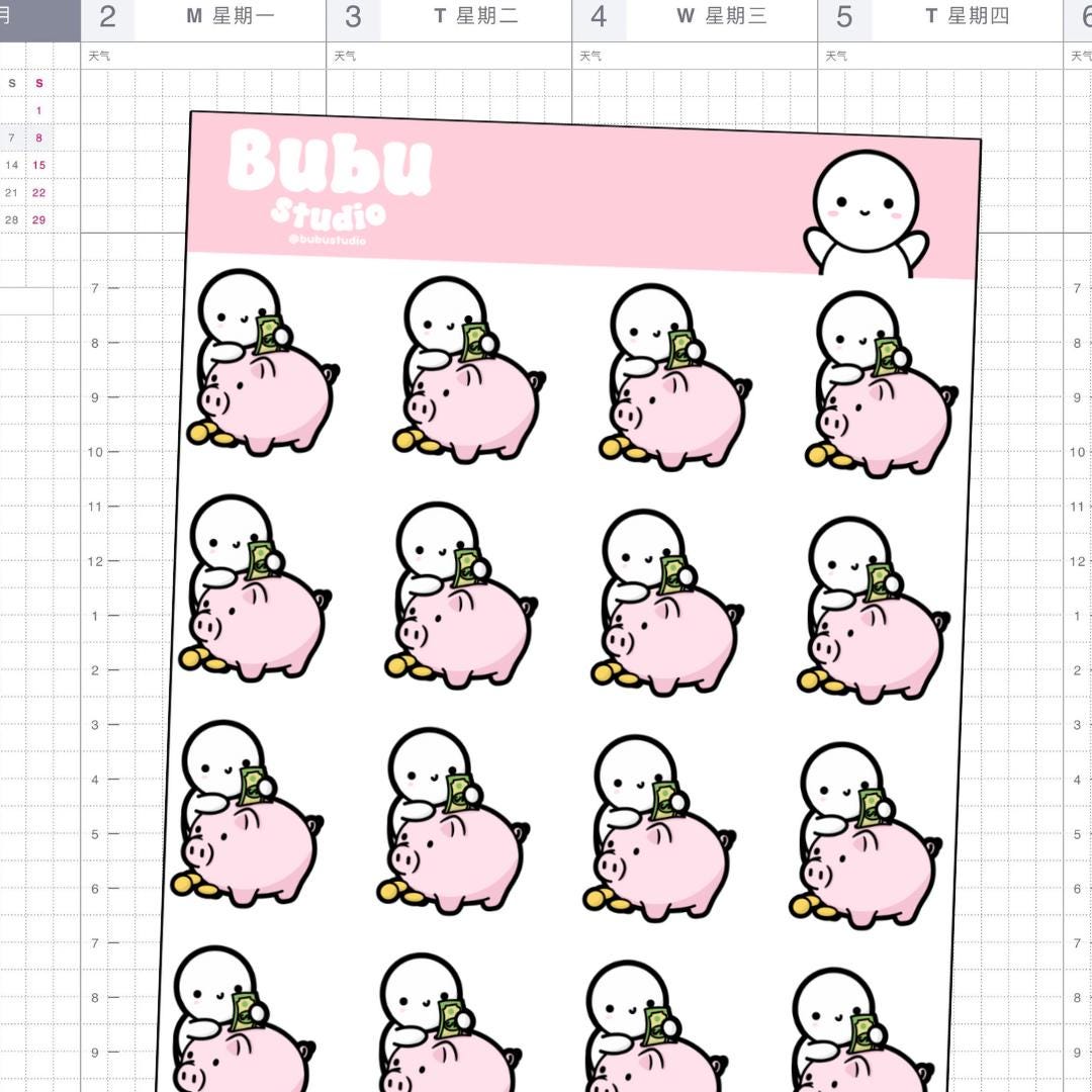 Saving Sticker Sheet |handmade Design Sticker for Planners and Bullet ...