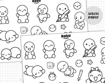 outline bubu sticker sheet | handmade design sticker for planners and bullet journaling L012