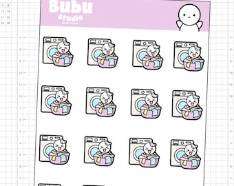 laundry sticker sheet | washing clothes sticker sheet | handmade design stickers for planners and bullet journaling T030